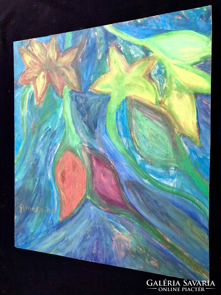 Gyenes Gitta : Egzotikus  virágok.   80 cm X 90 cm