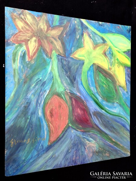 Gyenes Gitta : Egzotikus  virágok.   80 cm X 90 cm