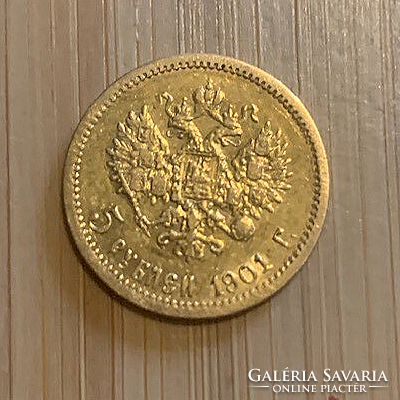 II. Miklós cár 5 Rubel -4,29gr, 1901- az Orosz birodalom