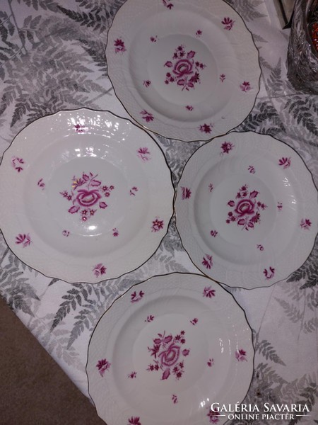 HERENDI PORCELÁN, NANKING BOUQUET-MINTÁS JELZETT, 4db süteményes tányér