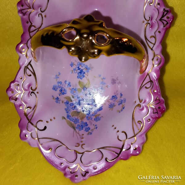 Színes, régi, jelzett, sorszámozott, Cseszlovák porcelán, asztalközép, asztali kínáló tál.