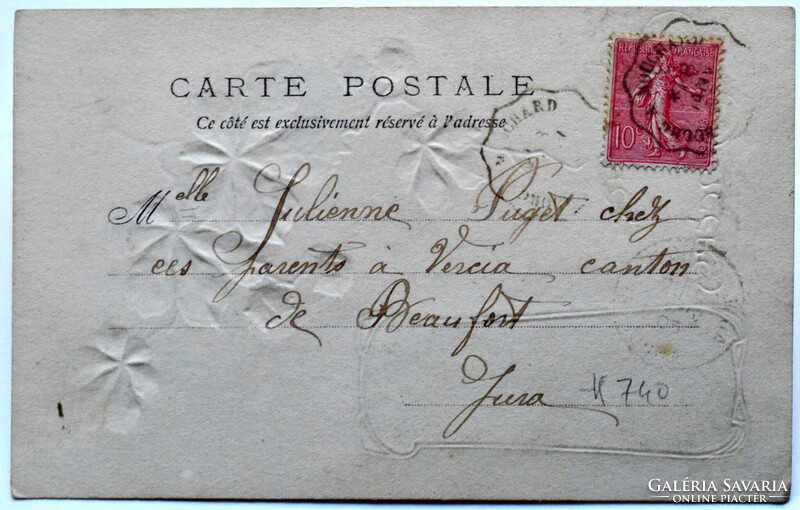 Antik szecessziós dombornyomott képeslap  - vadgesztenye