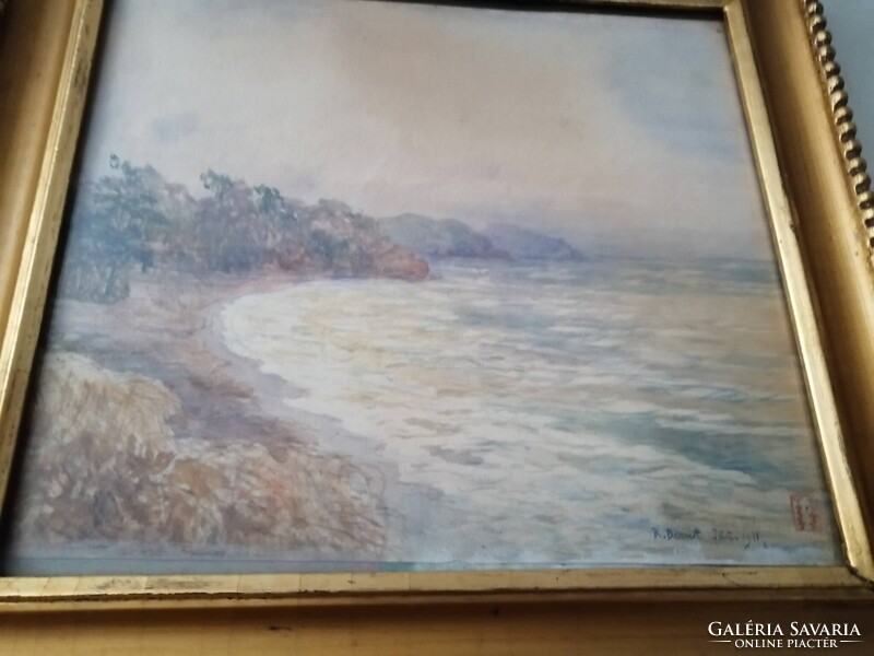 TENGERPARTI AKVARELL RUDLF BERNT (1844-1914) -NEK TULAJDONÍTVA