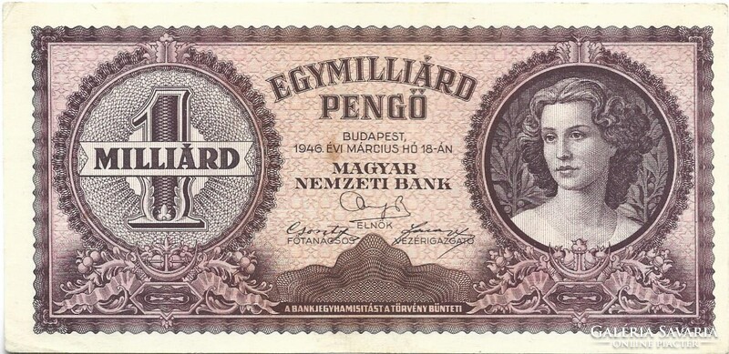 1 egy milliárd egymilliárd pengő 4. hajtatlan aUNC