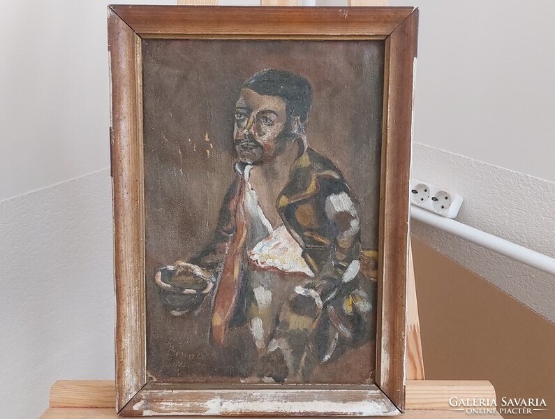 (FBL7) Régi portré festmény 1925  31x43 cm kerettel Berecz szignóval