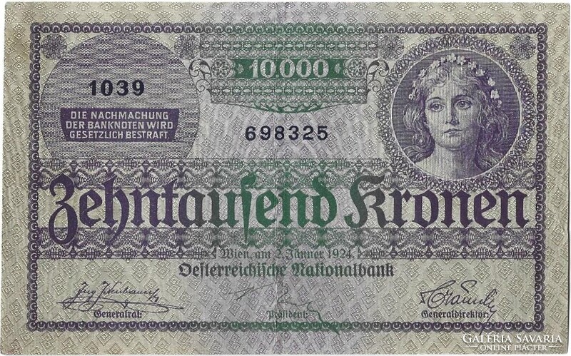10000 korona 1924 Ausztria 4.