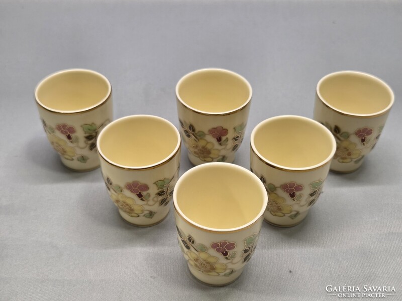 Zsolnay kézzel festett pillangós porcelán pálinkás készlet