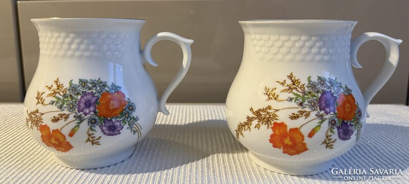 Hollóházi porcelán virágmintás bögre