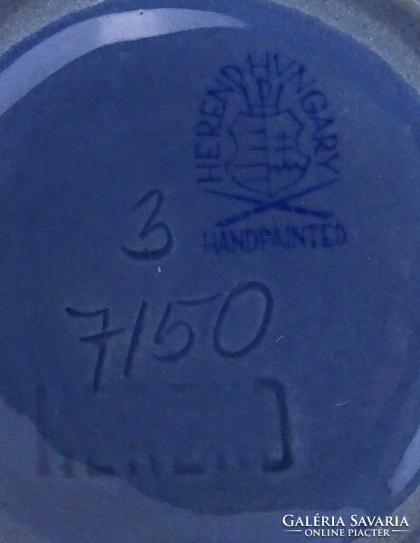 1U235 Ritka kék színű pipacsos - pate sur pate - Herendi porcelán váza 15.7 cm