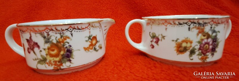 Antik bécsi porcelán teás szett, antik Moritz Zdekauer porcelán (L5536)