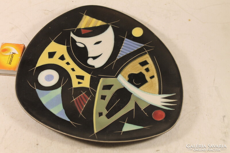 Art deco mázas kerámia fali tányér 928