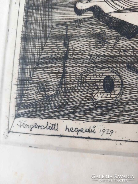 Hincz Gyula: Tengeralatti hegedű 1929.  Rézkarc.