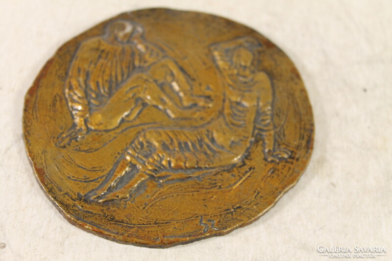 Szignált art deco bronz relief 953