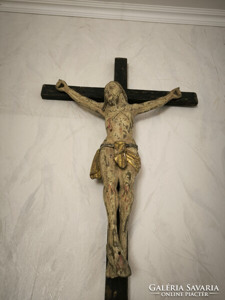 Antik nagyméretű Biedermeier faragott fa kereszt korpusz. Videó  !Jézus Krisztus