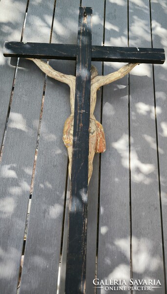 Antik nagyméretű Biedermeier faragott fa kereszt korpusz. Videó  !Jézus Krisztus