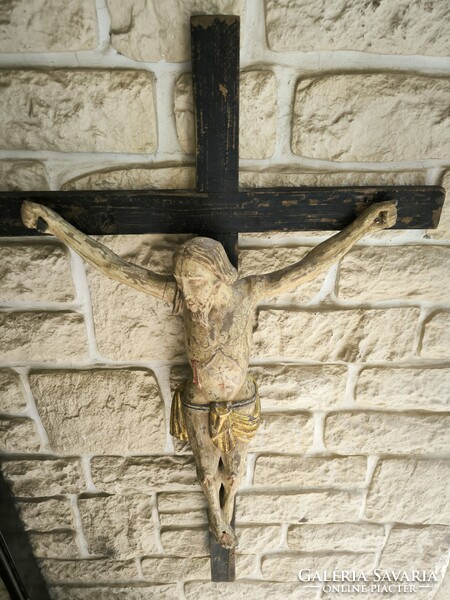 Antik nagyméretű Biedermeier faragott fa kereszt korpusz. Videó  !Jézus Krisztus