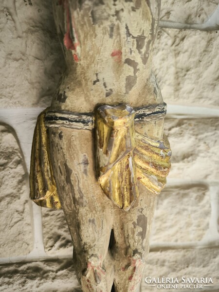 Antik nagyméretű Biedermeier faragott fa kereszt korpusz. Videó  !Jézus Krisztus