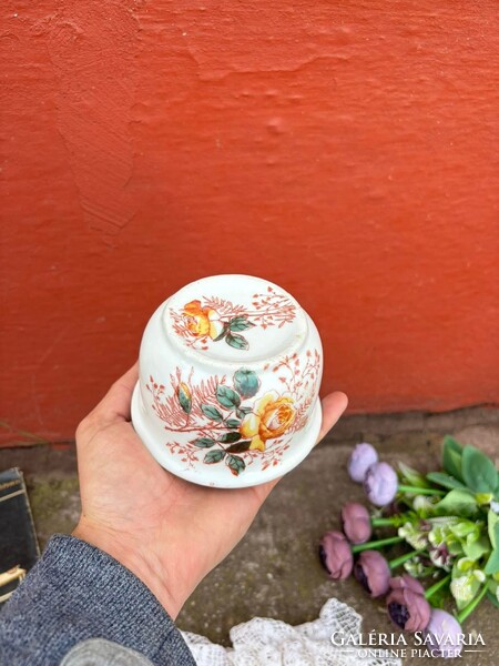 Gyönyörű sárga rózsás komabögre komacsésze porcelán