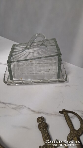Art deco üveg sajt tartó