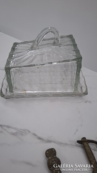 Art deco üveg sajt tartó