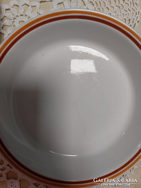 Alföldi menzás sárga-barna csíkos porcelán adagtál, tányér