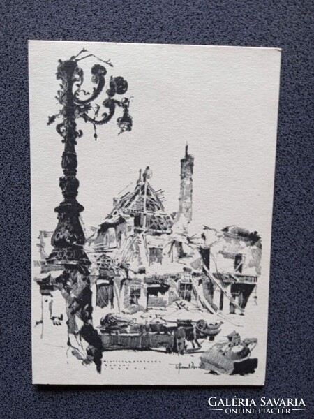 D206282 Budapest -Buda az ostrom után-A Miniszterelnökségi Palota romjai képeslap 1945 - Pfannl Egon