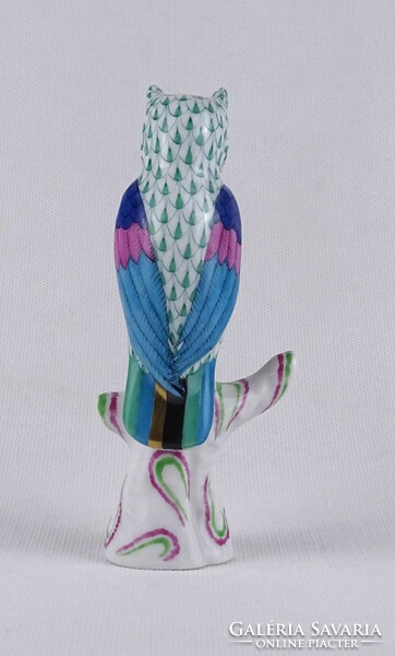 1U232 Kisméretű pikkely mintás Herendi porcelán bagoly 13 cm