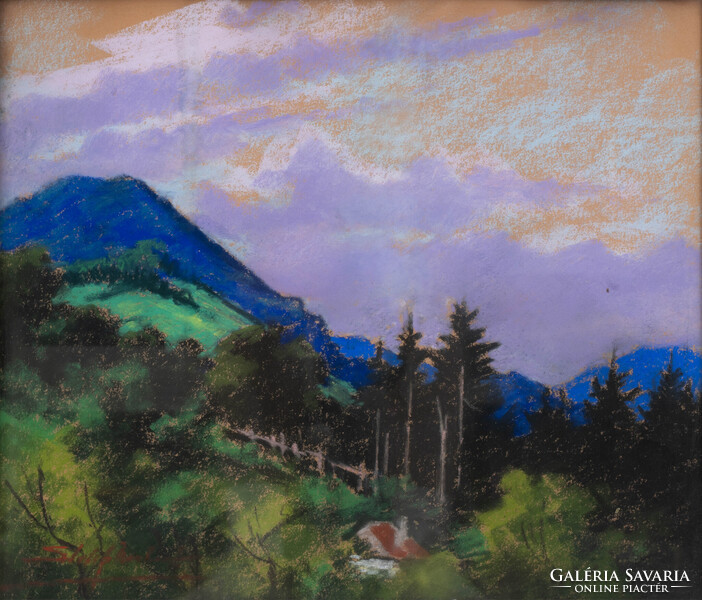 Sztelek Norbert (1884-1956): Tájkép, pasztell