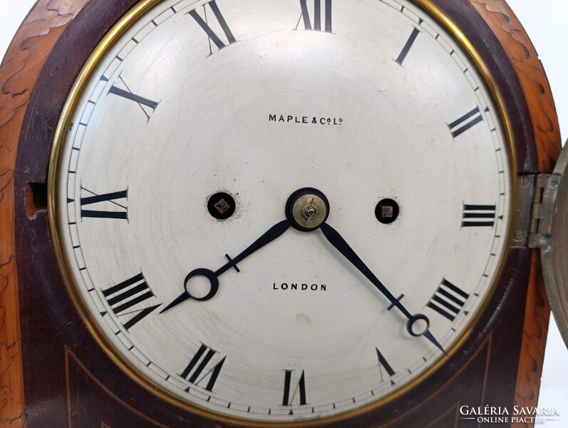 Antik óra 1890 Maple &amp; Co Ltd London 8 napos intarziás feles ütős bútoróra kandalló óra 528 1906