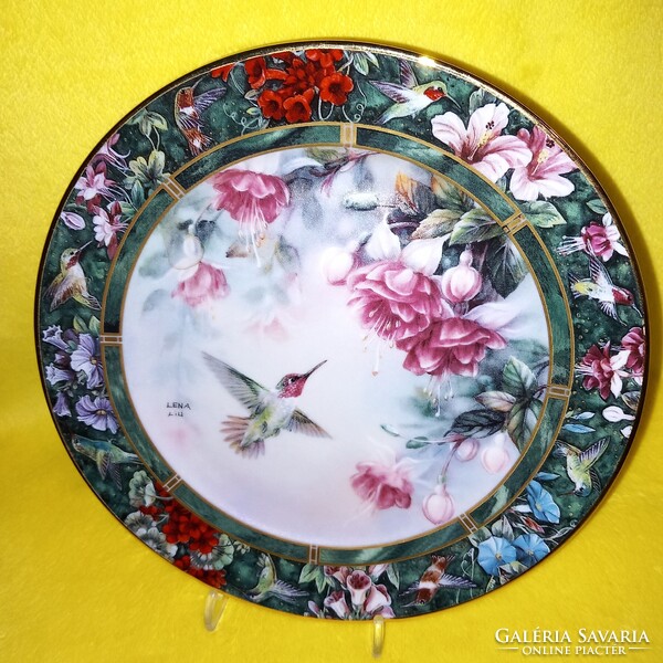 "Kolibri ". Meseszép, limitált, "Lena Liu " porcelán falitányér.