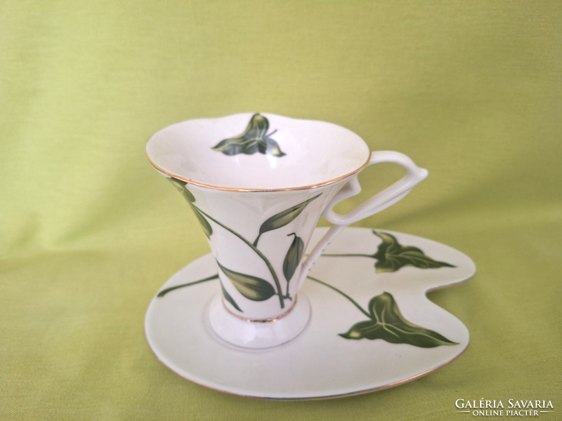 Szecesszió stílusu, angol porcelán teás, kávés csésze tányérral ( 2 darab)