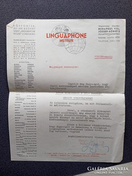 ZA622.4  Linguaphone reklámanyagok, gramafon nyelvtanulás 1930k