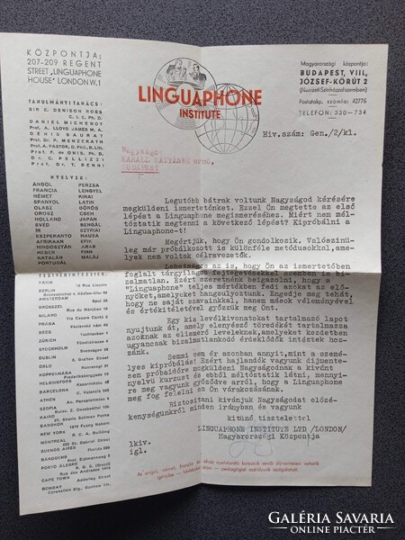 ZA622.4  Linguaphone reklámanyagok, gramafon nyelvtanulás 1930k