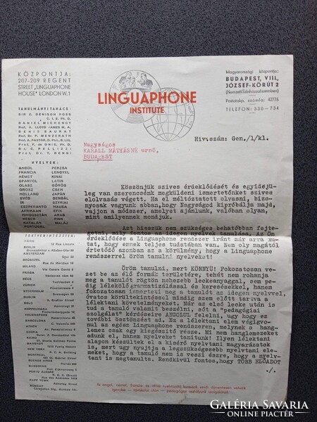 ZA622.4  Linguaphone reklámanyagok, gramafon nyelvtanulás 1930k