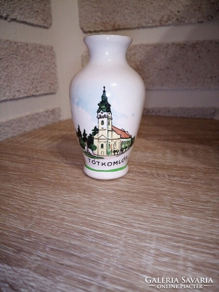 Bodrogkeresztúri kerámia emlék váza, Tótkomlós. 9 cm. Hibátlan.