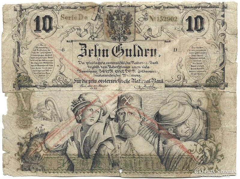 10 forint / gulden 1863 eredeti tartás Nagyon ritka Ausztria osztrák-magyar