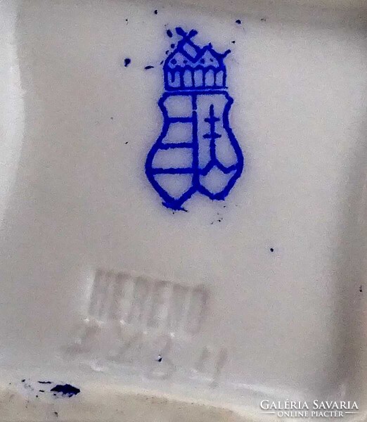 1V065 Antik Nanking virág mintás Herendi porcelán gyűrűtartó tálka