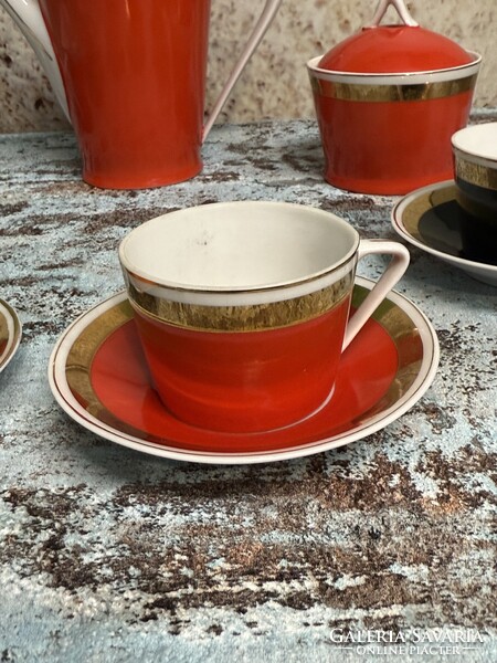 Hollóházi Színes Porcelán Teáskészlet ( Mid Century ) A146