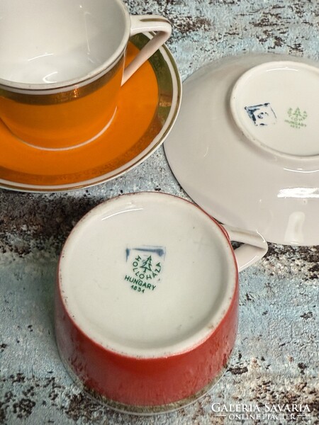 Hollóházi Színes Porcelán Teáskészlet ( Mid Century ) A146
