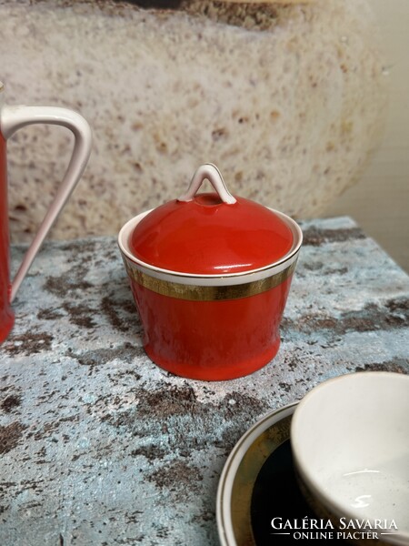Hollóházi Színes Porcelán Teáskészlet ( Mid Century ) A146