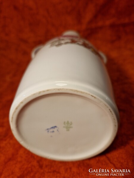 1 Ft-ról! Hollóházi ,,paradicsommadaras" nagyméretű, 36,5 cm magas füles porcelán váza, hibátlan
