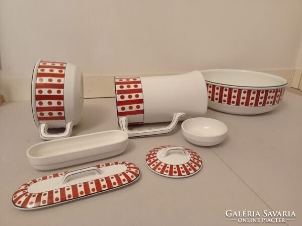 Antik porcelán fürdőszoba mosdó készlet lavór kancsó szappan fogkefe tartó 4351