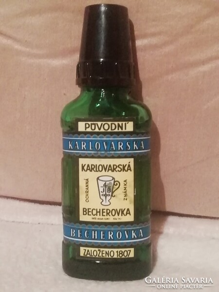 Retro Becherovka kis zöld üveges likőr, 0,08l