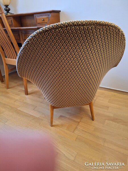 Karosszék mid-century, retro design, kupolás kagyló fotel