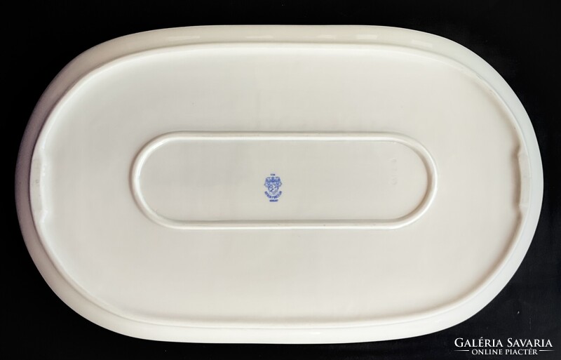 Alföldi vitrin sárga barna piros virágos menzamintás ovális süteményes kínáló tál porcelán tálca
