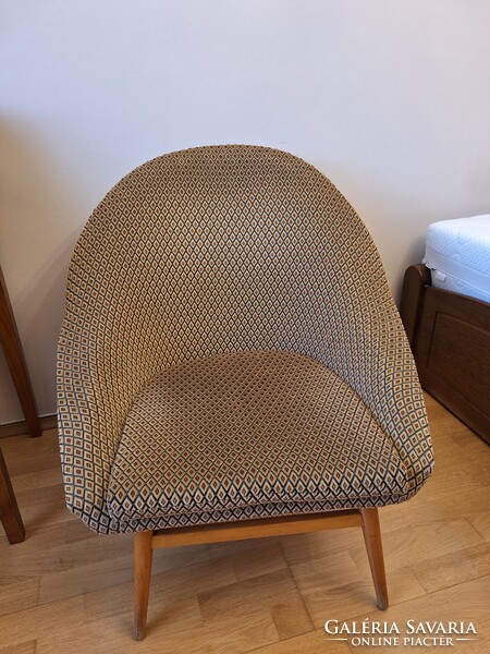 Karosszék mid-century, retro design, kupolás kagyló fotel