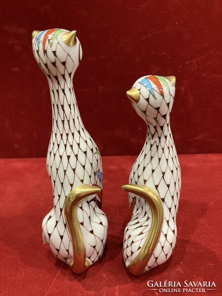Hollóházi porcelán cica pár garden