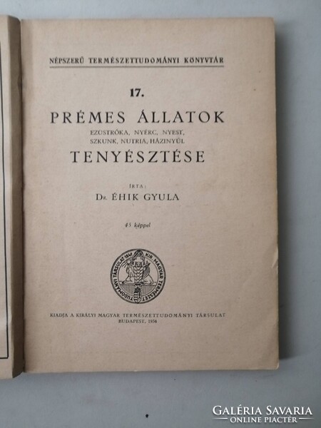 DR. ÉHIK GYULA - PRÉMES ÁLLATOK TENYÉSZTÉSE