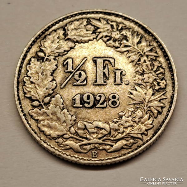 1928. B. Svájc 0,835 ezüst 1/2 Frank (332)