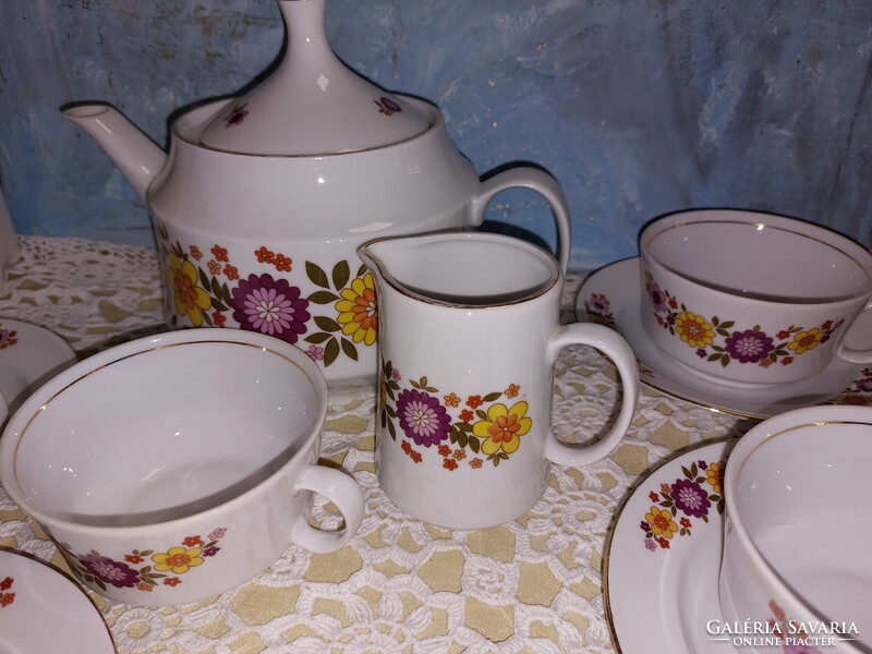 Alföldi tűzvirágos porcelán teás készlet